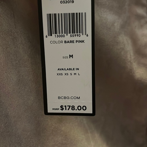 NWT BCBGMAXAZRIA Microsuede Mini Skirt Pastel Bare Pink Medium $178 Barbiecore - Picture 6 of 6